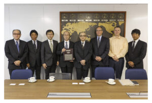 From left to right: Mr. J. Toyoda, Senior Business Unit Manager, Walbro Co., Ltd.; Mr. Y. Yamamoto, Business Unit Director, Walbro Co. Ltd.; Mr. M. Namba, Manager, Procurement Department, Purchasing Division IV, Power Product Operations, Honda Motor Co., Ltd.; Mr. Y. Goto, President, Walbro Co., Ltd., Senior Vice President, Lawn and Garden, Walbro Engine Management; Mr. R. Takahashi, General Manager, Purchasing Division IV, Power Product Operations, Honda Motor Co., Ltd.; Mr. J. Sensmeier, Vice President, Lawn & Garden Sales and Engineering, Walbro Engine Management; Mr. G. McFarlane,Global Supply Chain Director, Walbro Engine Management; Mr. M. Tamaoki, Program Manager, Walbro Co., Ltd.